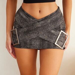 Cross That Line Micro Mini Skort - washed black